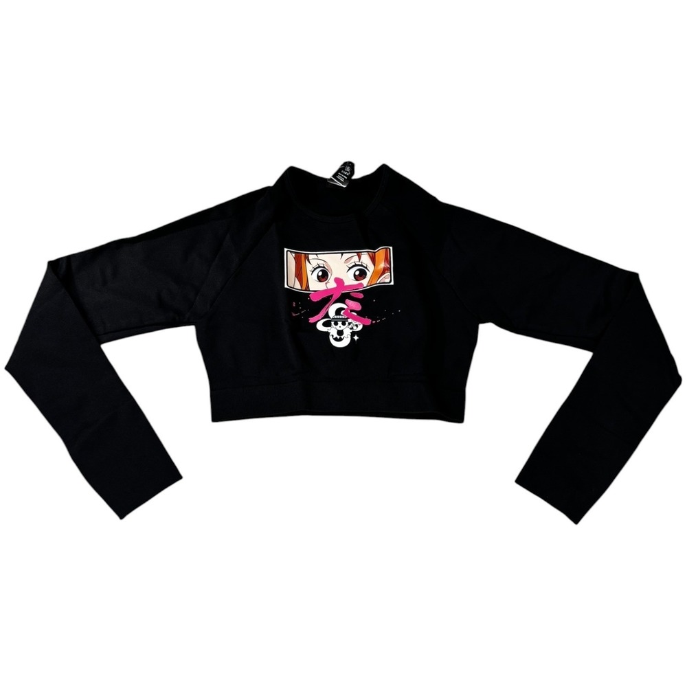 Civil Regime x One Piece Nami Crop Top Long Sleeve Black Pink Medium NWT